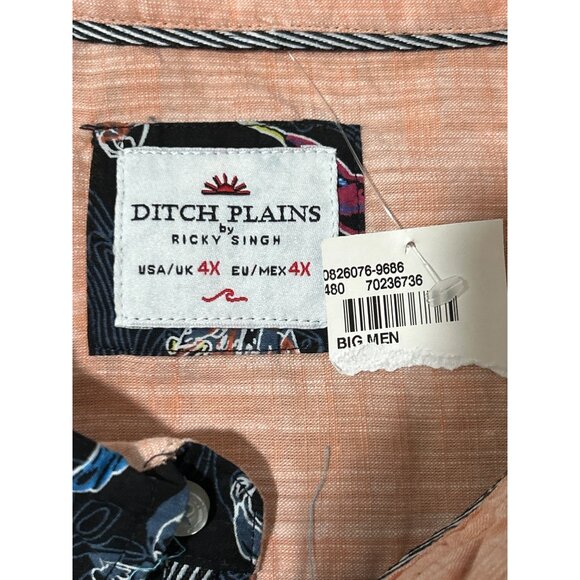 Ditch Plains by Ricky Signh Mens Shirt Short Sleeve Tropical Birds Size 4x NEW - Picture 4 of 6